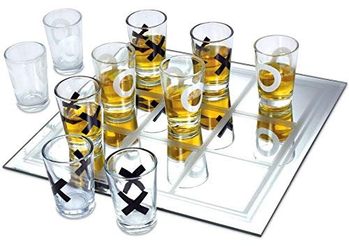 Tic Tac Toe Shot Glass Drinking Game, Beer Bottle Opener Cap Game, His & Hers Wine Cork & Beer Cap Shadow Box (TIC TAC TOE)