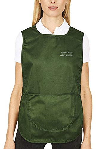 Workwear World Personalised Ladies Front Pocket Tabard Apron with Custom Embroidered Name (Bottle Green, XL)