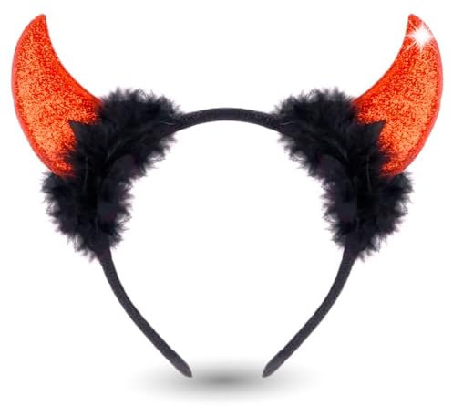 TK Gruppe Timo Klingler Teufelsohren rot als Kopfbedeckung Teufelshörner Teufel Accessoire zu Kostüm Damen & Kinder an Fasching & Karneval & Halloween