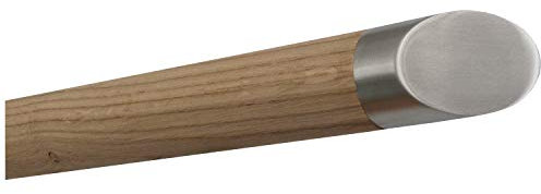 TIBU Eiche Handlauf Holz Geländer unbehandelt roh fein geschliffen 42 mm mit Edelstahl Endstücken ohne Halter Länge: 2000 mm / 200 cm / 2,0 m Enden: schräges Endstück