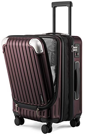 LEVEL8 Koffer Trolleys Leicht ABS+ PC Handgepäck Hartschalen-Koffer Trolley Rollkoffer Reisekoffer Erweiterbar, TSA, 4 Rollen, 55cm, 36-42 Liter, Rot