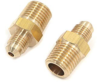 Quluxe 2 Pcs 3/16 Flare Nipple, Brass Tube Fitting, Half-Union, 3/16 Flare x 1/4 Male Pipe