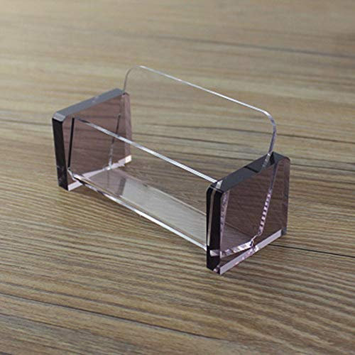 Porte-cartes de visite en plastique acrylique transparent pour bureau (1 paquet, marron)