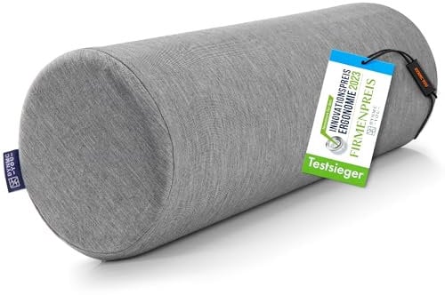 DYNMC you- Oreiller Ergonomique Cervical, Oreiller Cervicales Housse Oeko Tex Bambou Haute Qualité – Confortable, Mémoire de Forme, Coussin de Voyage Rond, pour Le Dos, Les Genoux et Le Cou, Gris