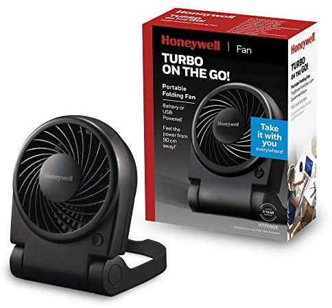 Honeywell Turbo on the Go! Ventilador, Pequeño, Portátil, Plegable, Personal, Alimentado por USB, HTF090E