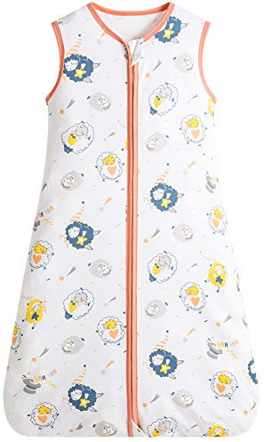 cocoon-break Baby Schlafsack 100% Bio-Baumwolle, inder Schlafanzug Babyschlafsack ohne Ärmel für Sommer und Frühling atmungsaktiv Neugeborene Swaddle Decke für 1-2 Jahre Baby(Pink-C, M 70-85CM)