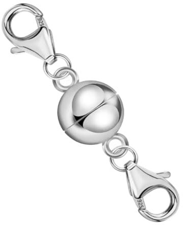 DIY925 Magnetverschluss 925 Sterling Silber nickelfrei Doppelkarabiner 30mm Wechselverschluss Ersatz für Armbänder und Ketten