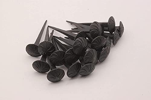Lot de 40 clous traditionnels forgés à la main (1 kg) à tête ronde antique rustique en fer noir (25 mm x 80 mm) – Clous décoratifs pour meubles de porte