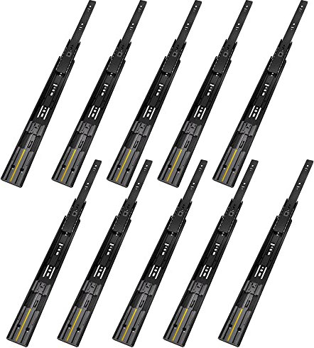 VADANIA 300mm Soft Close Drawer Runners #VK1245 5 Pairs (10 Packs), 45kg Load Capacity Full Extension Ball Bearing, Side Mount, Self Close Slides for Kitchen Cabinet, Bedstand, Office Drawers, Black