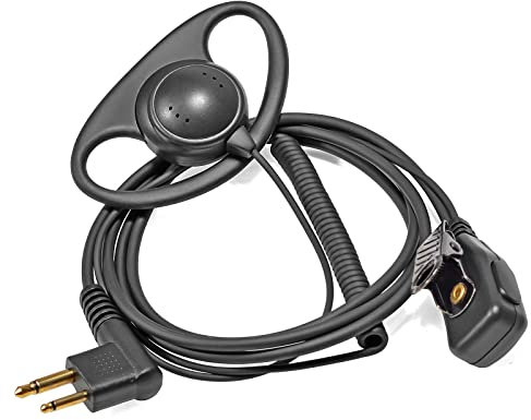 HYSHIKRA 2 Pin Radio Earpiece with PTT D Shape Headset Compatible with Motorola CP88 CP040 CP100 CP110 DP1400 Walkie Talkie (1 Pack)