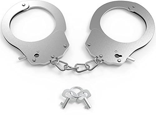 Bdwing Esposas de Metal con 2 Llave, Esposas Policia Profesionales del Juguete Falso Accesorios de Disfraz Juegos de Roles (Blanco Plateado)