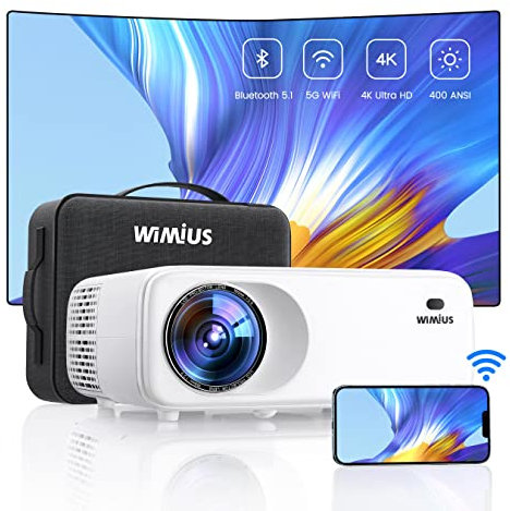 Vidéoprojecteur WiFi Bluetooth, WiMiUS 1080p Full HD Projecteur Portable, 20000 Lumens Retroprojecteur Supporte 4K Correction 4P/4D Zoom PPT Présentation, Compatible avec ios/android/ps5/tv Stick
