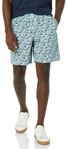 Amazon Essentials Men's 8 Inseam Relaxed-Fit Drawstring Walk Short (Available in Plus Size), Green Floral, XXL