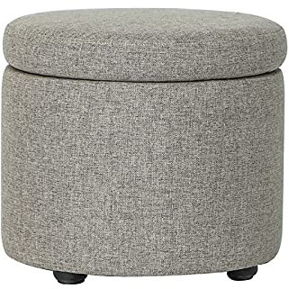 Ottoman Lagerung Runder Hocker Brust Gepolsterter Fußhocker Hocker Bettende Bank Schuhbank Kinder Spielzeugkiste Hocker Melken,Dark Gray A