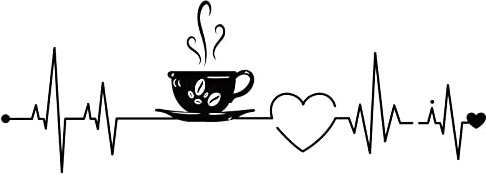 SUPERDANT Pegatinas Pared Decorativas de Café vinilos Decorativos de Café Electrocardiograma Calcomanías de Arte de Pared Lindo Café Etiqueta de Pared para Cocina Cafetería Bar Cafe 29x75cm