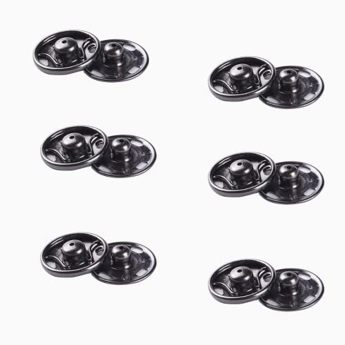 6 Sätze Annähen Druckknöpfe aus Metall, 15mm Snaps, Druckknopf Nähen, für Kleidern, Blusen, Handwerk, DIY, Handtasche