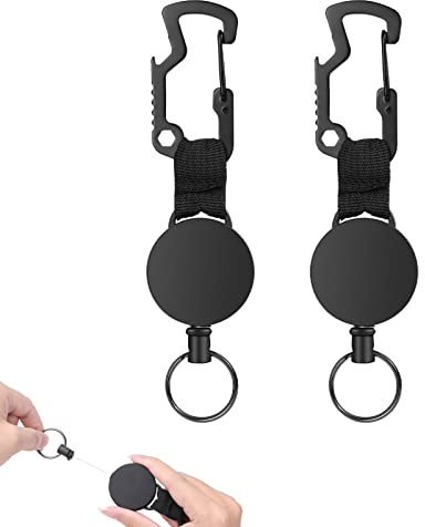Vicloon Retrackedable Keychain, 2Pcs Badge Reel Retractable Keyring Belt Clip Heavy Duty Badge Extender for ID Card Holder