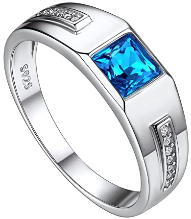 Suplight Herren Ring mit Zirkonia Geburtsstein Damenring 925 Sterling Silber Personalisierter Bandring