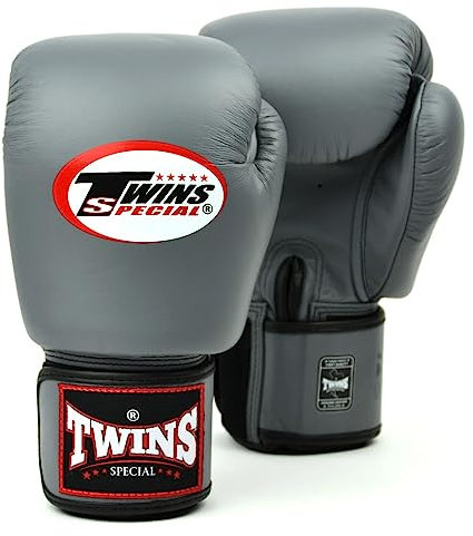 Twins Boxing Gloves BGVL3 Muay Thai Sparring Gloves 10oz 12oz 14oz 16oz Adult Kickboxing Hook & Loop Training Gloves (12oz, Grey)