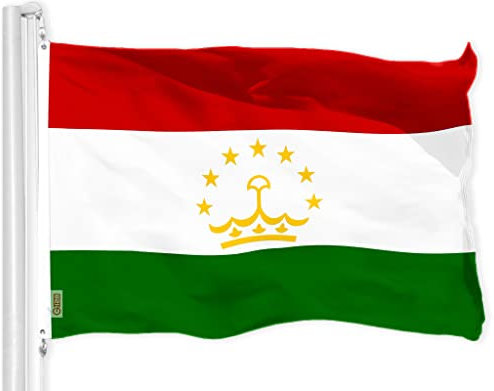 G128 Tadschikistanische Flagge,90x150 cm,LiteWeave Pro Serie bedruckt 150D Polyester,Länderflagge, für drinnen und draußen, Messingösen, dicker und langlebiger als 100D 75D Polyester