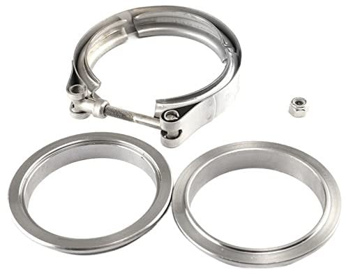 NICHANGHUA 304 Stainless Steel + Iron V Band Clamp Exhaust Flange 76mm Turbo Exhaust Vband V Clamps Kits Flange Clamp 2 2.5 3 3.5 4(3 Inch)
