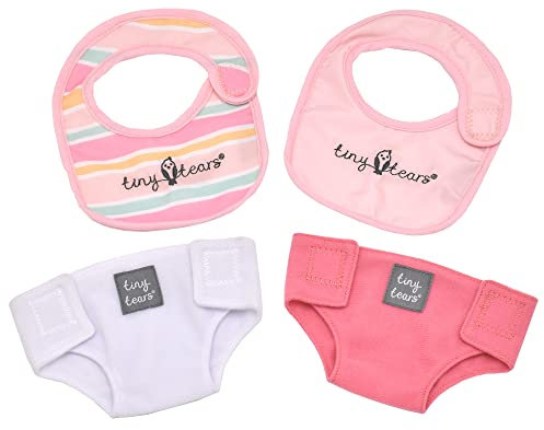 John Adams | Tiny Tears - Bibs & Nappies Set: One of the UK's best loved doll brands! | Nurturing Doll Accessories | Ages 18m+, Pink