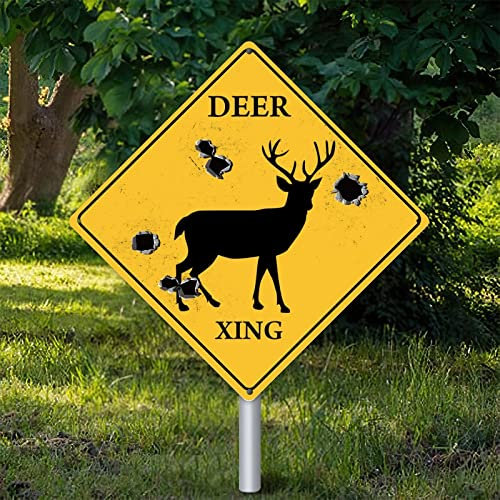 Targa in metallo con cervo Xing segnale di avvertimento Attenzione attenzione ai cervi che attraversano la zona resistente alle intemperie cartello animale arrugginito cartello stradale per cancello