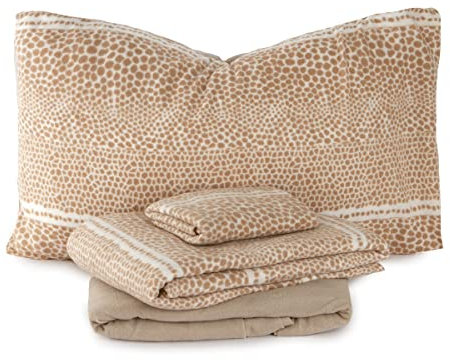 Caritex Completo Lenzuola in Pile Maculato - Dimensioni Varie K859 Matrimoniale Beige