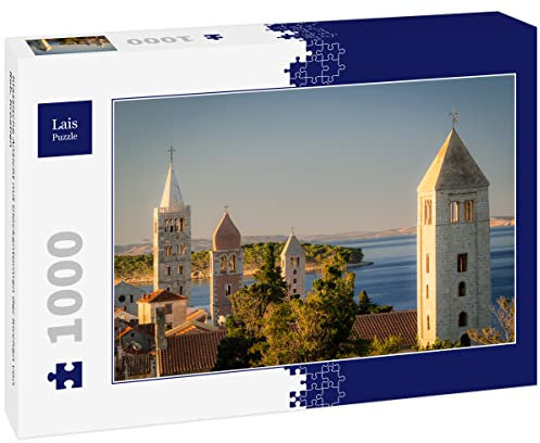 Lais Puzzle Klassische Ansicht mit Glockentürmen der Kirchen von Rab, Kroatien 1000 Teile