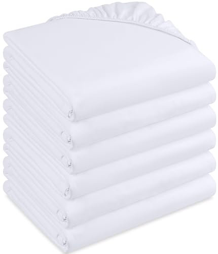 Utopia Bedding - 6er Set Spannbettlaken 180 x 200 cm - Weiß - Gebürstete Mikrofaser Spannbetttuch - 35 cm Tiefe Tasche