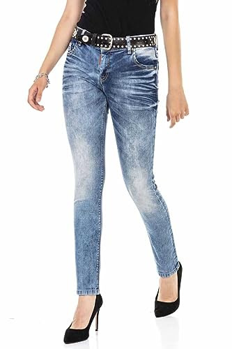 Cipo & Baxx Damen Jeanshose – Denim Jeans mit Stylischen Details, High-Waist & Modernem Look – Trendige Fashion Jeans