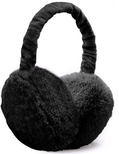 UQTUKO Ohrenwärmer, Faltbare Winter Ohrenschützer Verstellbarer Plüsch Earmuffs Warme Kälteschutz Kalte Ohrenschützer für den Winter Reiten für Damen, Herren und Kinder (Schwarz)