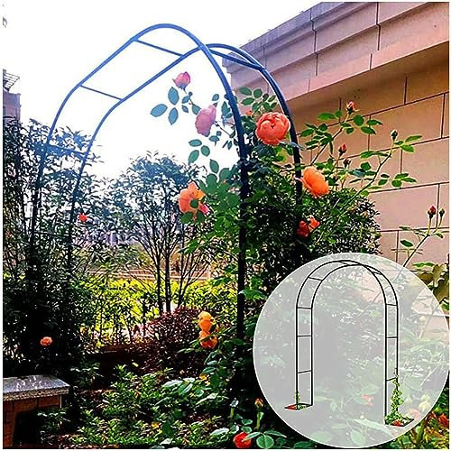 SEVSO Gartenbogen Metall Rosenbogen Torbogen Für Kletterpflanzen 1.2M 1.4M 1.8M 2.4M 3M 3.5M Breite Wetterbeständige Rankhilfe Rankgitter Rosengestell Rankenbogen,Schwarz,W1.8M*H2.2M