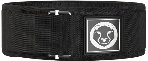 Mammal Strength Gewichthebergürtel aus Nylon, selbstsichernd, für Crossfit, Powerlifting, Kniebeugen, Kreuzheben und olympisches Heben, Schwarz, Größe S