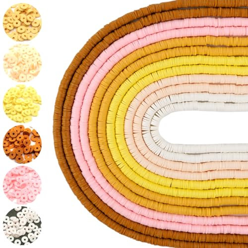 4200 Stück Heishi Perlen Bunte, 6mm Clay Perlen zum Auffädeln, Tonperlen Armband Set, Flache Perlen für Armbänder Pastell, Halskette, Ohrringe, Schmuckherstellung DIY Erwachsene Kinder(12set/40cm C)