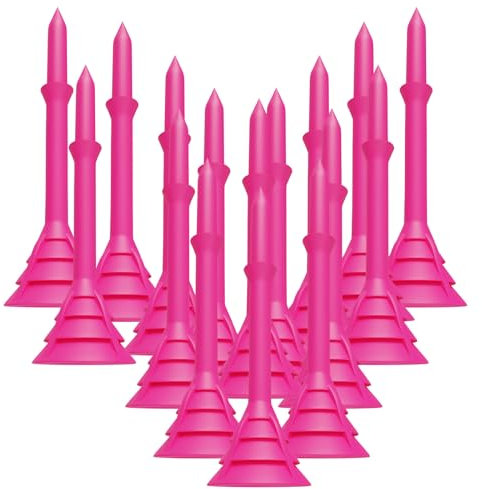 FINGER TEN Golf Tees Kunststoff Lang 83mm 60 Stück, Golf Tees 3 1/4 Plastik Haltbarkeit Stabilität Unzerbrechlich für Indoor Outdoor Golf Matte (83 mm, Rosa)