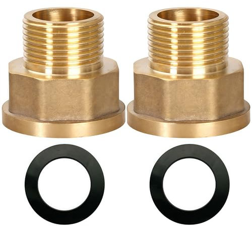 Reduzierstück G3/4 Zoll auf G1 Zoll Messing,2 Stück Reduzierverlängerung G3/4 Außen(Ø25,7mm) x G1 Zoll Innen(Ø30,5mm),AG/IG Reduzierverlängerung,Muffennippel reduziert IG/AG mit Gummidichtung