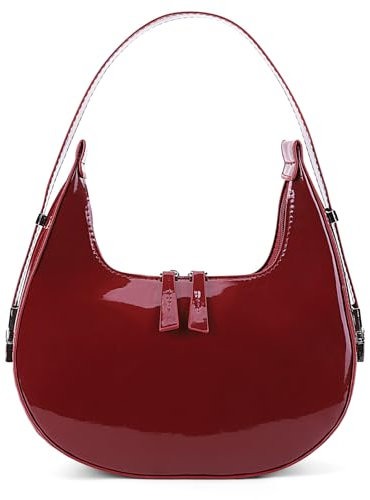 ACUYE Borsa a tracolla a mezzaluna da donna, Y2K, borsa hobo con cerniera, borsa da donna a mezzaluna, con manico superiore, borsa ascellare con tracolla regolabile, 01-rosso Large, 27cm