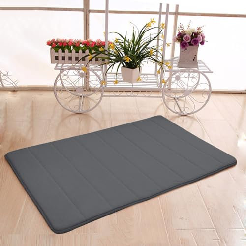 qing yun Weiche Badematte, Badezimmerteppich, Memory-Schaum, extra weich, rutschfest, saugfähig, schnell trocknend, Badezimmer-Bodenmatte für Küche und Zuhause (80 x 160 cm, Dunkelgrau)