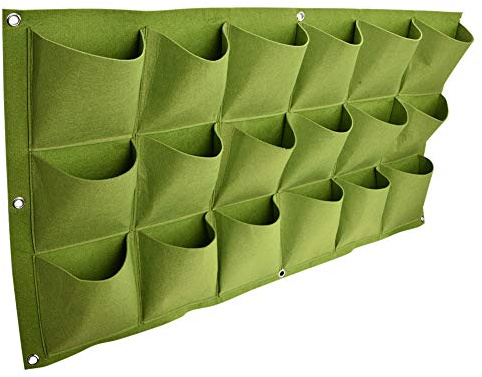 Hängepflanztaschen, vertikaler Pflanzbeutel mit 18 Taschen | Wandmontage, Gartenpflanzen, Vertikaler Pflanzer, 18 Pflanzplätze, Platzsparende Begrünung, Balkon und Garten