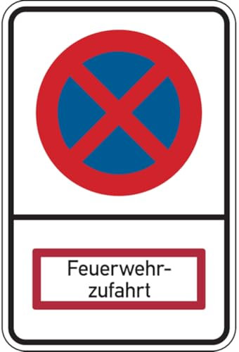 Dreifke® Hinweisschild, Absolutes Haltverbot, Feuerwehrzufahrt - 400x600x2 mm Aluverbund