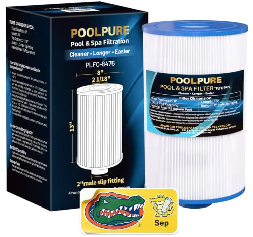 POOLPURE Filtre de spa PCS75N remplace Unicel C-8475, Filbur FC-3320, Coleman Spas 75, 100594, 3301-2262, 8 x 13