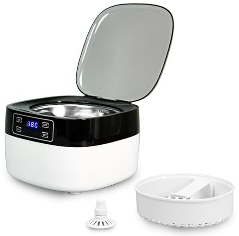 Pulitore Ad Ultrasuoni Pulitore Per Gioielli 750ml 42-50khz Detergente Per Argento Per Gioielli Anello Orecchino Collana Occhiali Orologio Monete in Metallo Dentiere Razots,White