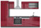 Vicco Küchenzeile R-Line, Bordeaux Hochglanz/Anthrazit, 300 cm, AP Anthrazit
