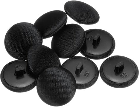 QUARKZMAN 10 Stück Knöpfe 20mm Stoffbezogene Knöpfe Schwarz Nähknöpfe mit Stoff bezogen Runder Kunststoffschaft Ösen Vintage für Anzüge Kleider Blusen Mantel Jacke Blazer Basteln