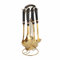 Posh Luxe 7-Piece Black and Gold Ceramic Kitchen Utensil Set with Stainless Steel Handles and Carousel - Heat Resistant, Dishwasher Safe, and Hygienic Tool Rest Design