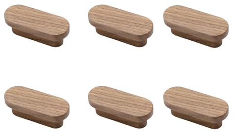 SANCHAKOU Knöpfe Für Schränke 6 Stück Geformte Schranktür Massivholzgriff Möbel Schubladenschrank Holzgriff Schwarzer Nussbaum 32Mm