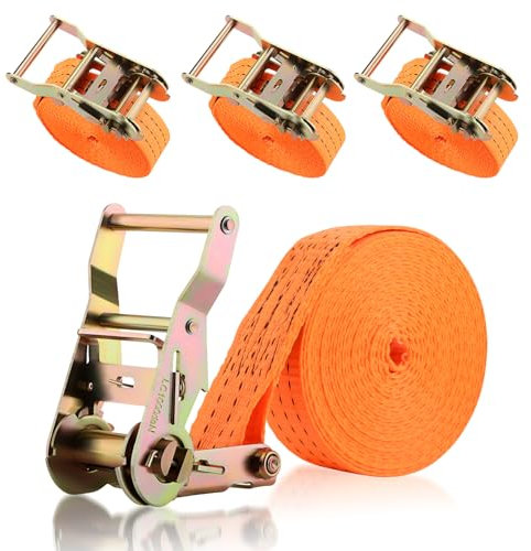 GEARMONSTER 4 Stück Spanngurte mit Ratsche, 4m lang, 35mm breit, Ratschengurte, Belastbarkeit 2000 daN, Befestigungsgurt für Auto, Sackkarre, Motorrad, Gepäck, Camping, Feste Ladung