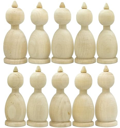 Wooden Peg Dolls Unfinished Paintable Figurines 10 pcs 2.8'' - Unfinished Wood Crafts to Make Your Own Key Holder, Fridge Magnets, Peg People Dollhouse Family
