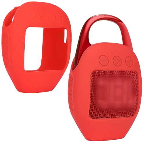 Lebakort Silicone Cover Compatible with JBL Clip 5 Portable Bluetooth Wireless Speaker (Red silicone case)